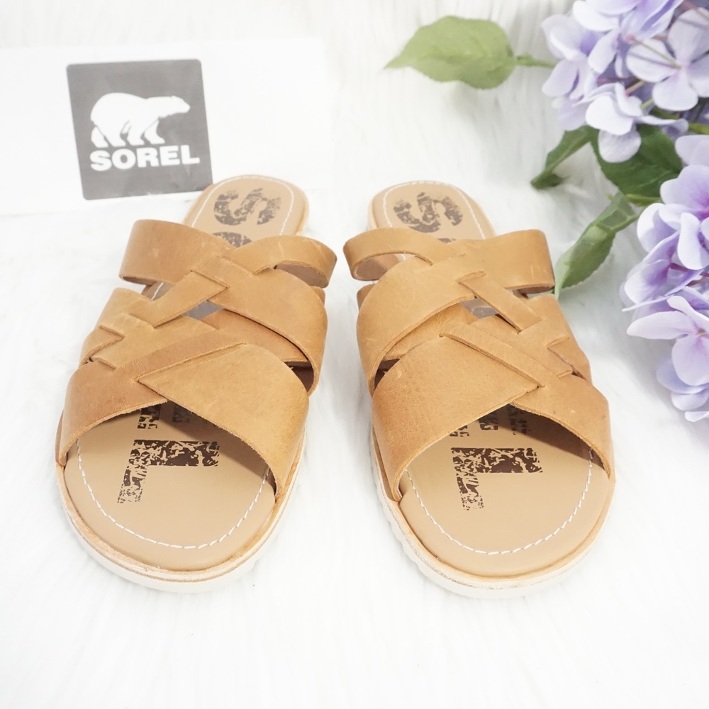 🆕SOREL Platform Slip On Slide Sandal Camel Brown - Picture 4 of 8